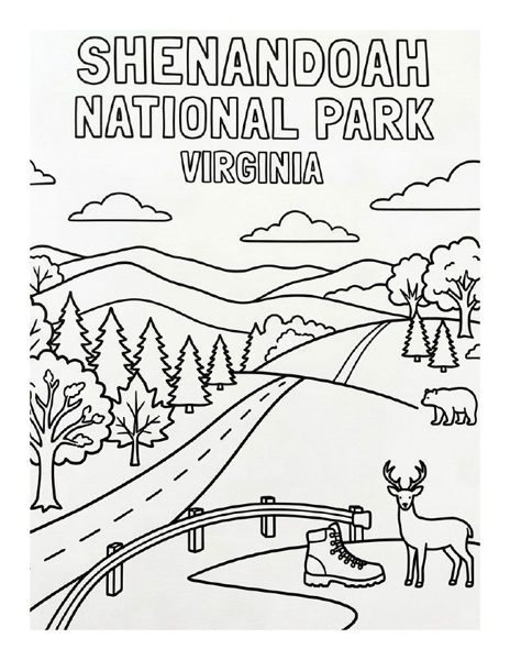 Shenandoah National Park kids coloring page
