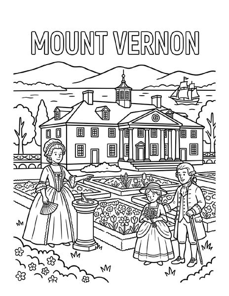 Mount Vernon kids coloring page