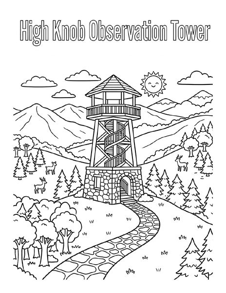 High Knob Observation Tower kids coloring page